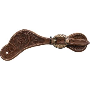 Correia de Espora Bordada Larga Fivela Oval