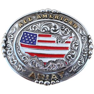 Fivela Master Ariat Nacional Oval Prata ALL AMERICAN Detalhes Dourado Tamanho: Único