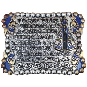 Fivela Master Quadrado Oração Ave Maria Nossa Senhora Aparecida