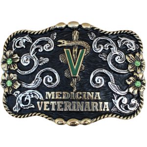 Fivela Master Quadrado Medicina Veterinária Preto