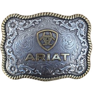 Fivela Master Ariat Importada Quadrada Prata Detalhe Dourado Tamanho:Único