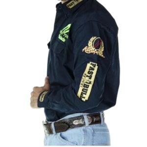 Camisa Masculina Radade Azul Marinha Manga Longa Bordada Green (1776)